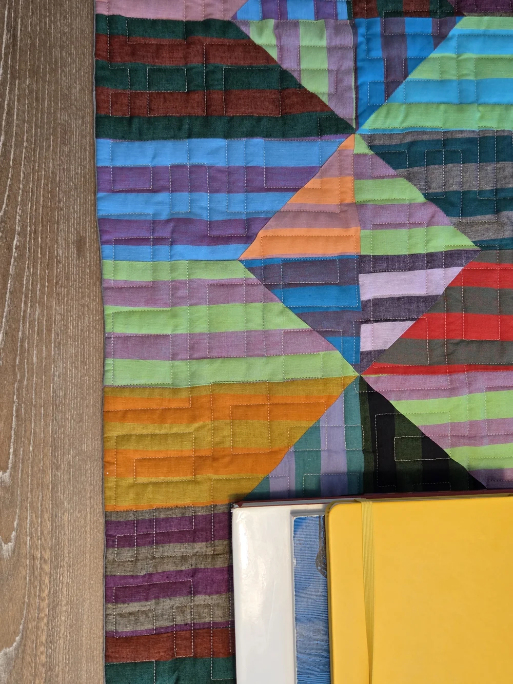 Vibrant Multicolor Geometric Stripe Table Runner